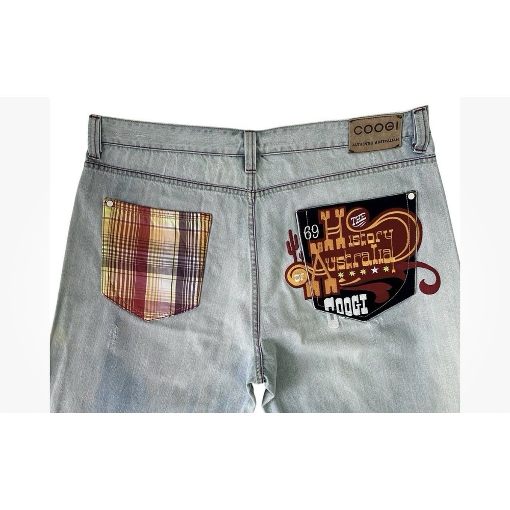 Vintage Coogi Jeans Mens Size 42x35 Blue Denim Embroidered‎ Baggy Hip Hop Skate